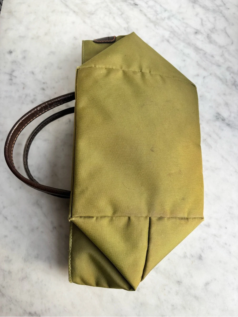 Herve Chapelier Olive Green Nylon Handheld Small Tote